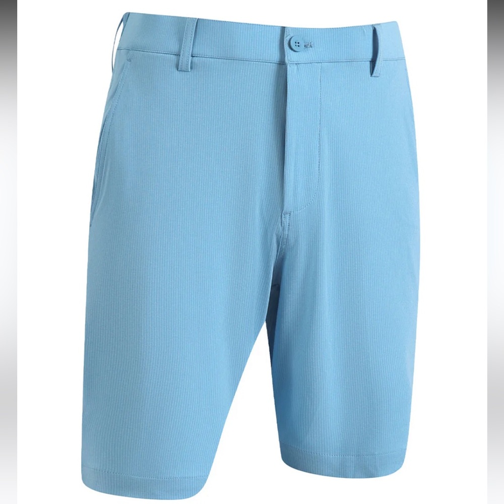 Light Blue Striped Golf Shorts 10” Inseam